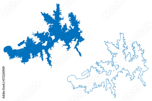 Lake Kemp Reservoir (United States of America, North America, us, usa, Texas) map vector illustration, scribble sketch Kemp Dam map