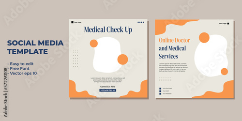 Medical healthcare service social media post template design. Hospital, doctor, clinic and dentist health business promotion flyer poster.