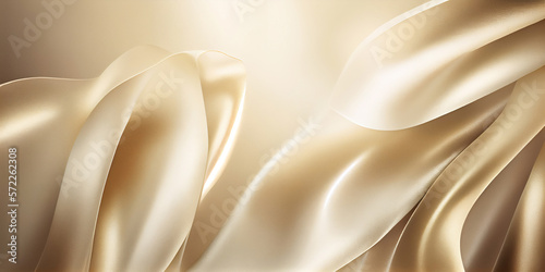 Soft abstract ivory gold background with silky fabric. Created with Generative AI.