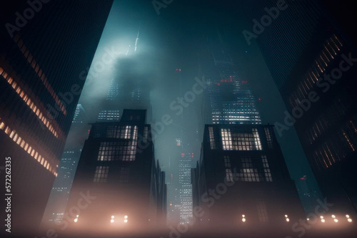 abstract city night created with Generative AI technology