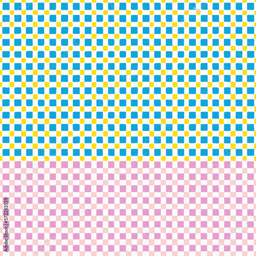 Colorful Check Pattern With Small Yellow Dots Vector Background Style.