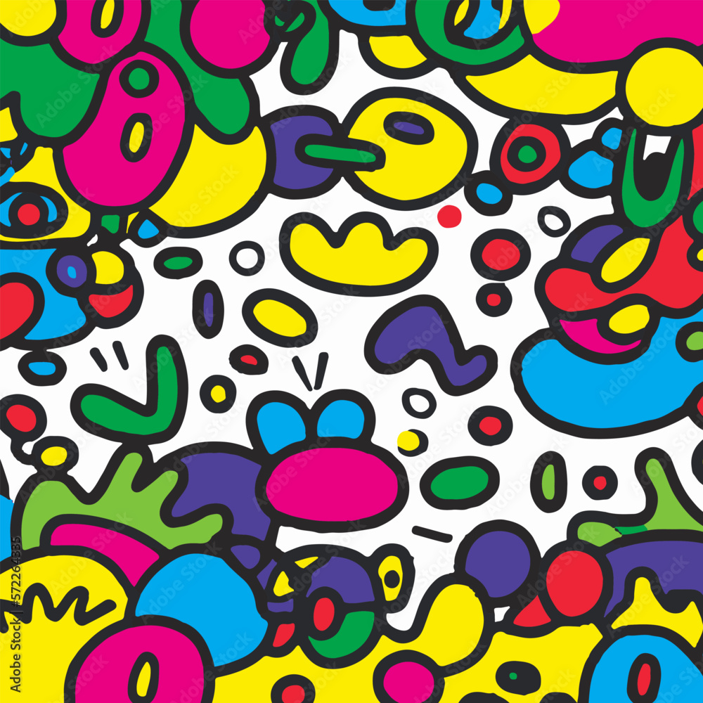 Colourful Doodles Vector Background Style. Colourful Doodles Vector Background Style.