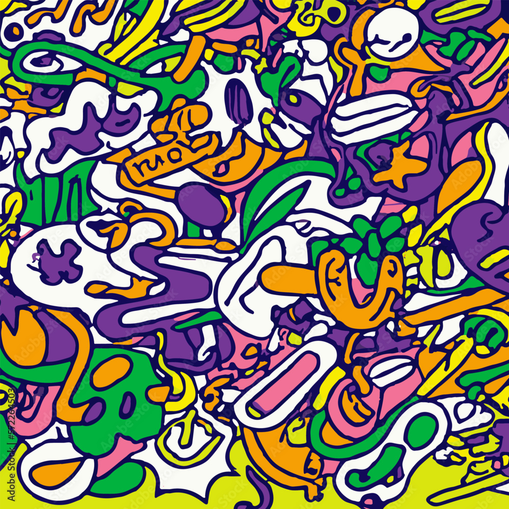 Doodles With Colourful Breakouts. Doodles With Colourful Breakouts.