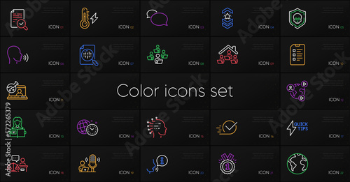 Set of Work home, Artificial intelligence and Inspect line icons. Include Human sing, Checklist, World planet icons. Woman read, Time management, Video conference web elements. Approved. Vector