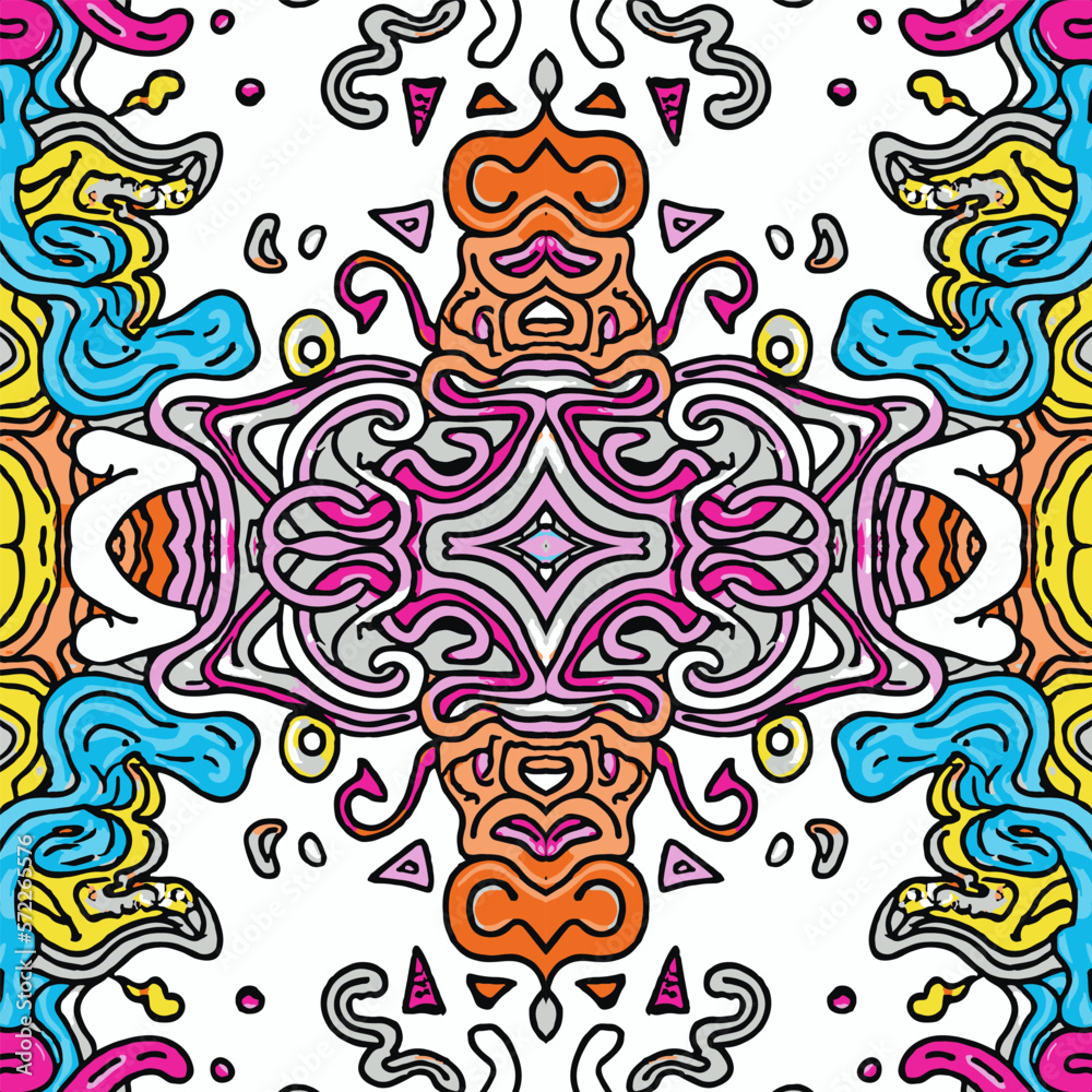 Seamless Colourful Waves Doodles Pattern. Seamless Colourful Waves Doodles Pattern.