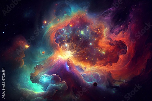 beautiful universe, nebulas, patterns, space, absctractions , crayon style AI Generated