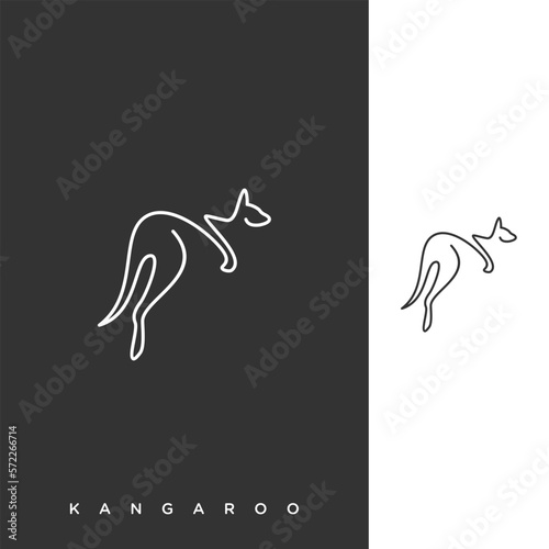 jumping kangaroo logo with line art style photo