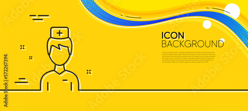 Doctor line icon. Abstract yellow background. Medicine drugs sign. Pharmacy medication symbol. Minimal doctor line icon. Wave banner concept. Vector