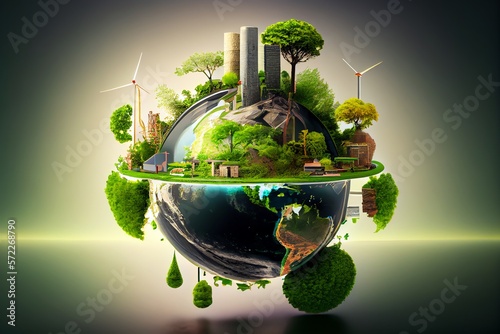 ESG, green energy, sustainable industry. Environmental, Social, and Corporate Governance concept. Generative AI