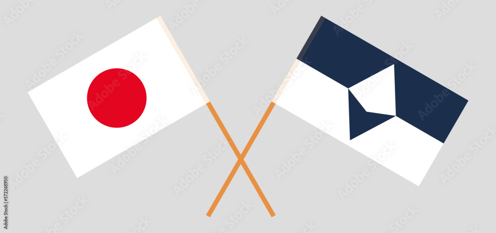 Crossed flags of Japan and Antarctica. Official colors. Correct proportion Crossed flags of Japan and Antarctica. Official colors. Correct proportion