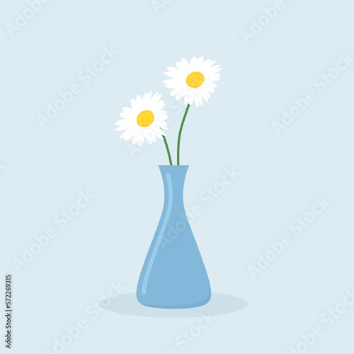 daisy flowers in a vase- vector illustration