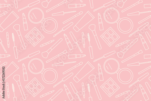 seamless pattern with beauty, make up products- vector illustration