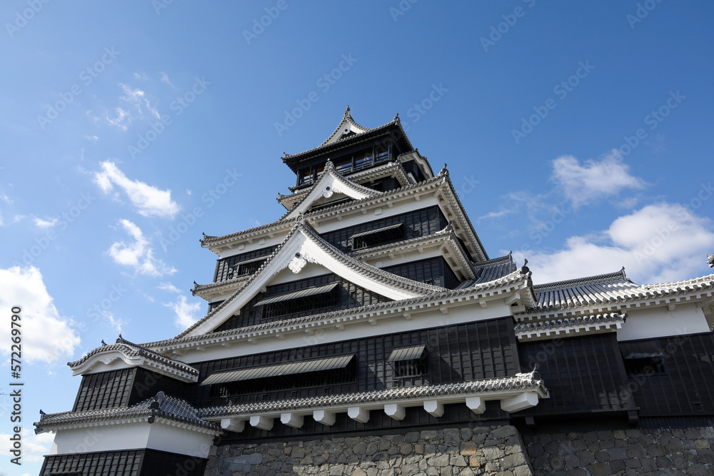 Famous Landscape of Kumamoto Castle in Northern Kyushu, Japan.