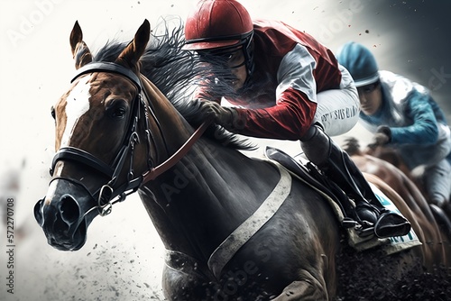 Horses racing at the Kentucky derby	up close 