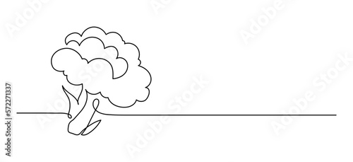 Broccoli. Continuous line drawing. Vegetable frame border doodle
