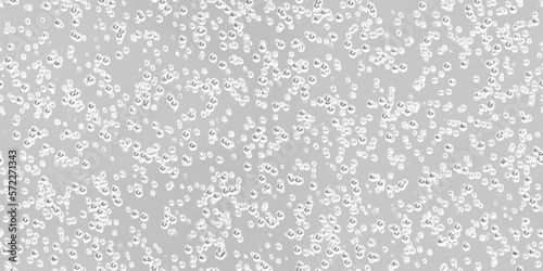 Seamless abstract minimal white floating water, champagne or beer bubbles background texture transparent overlay. Light silver grey elegant festive bubbly celebration wallpaper backdrop. 3d rendering