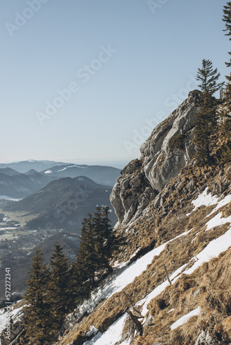 Bavarian Alps in winter sunny day on the top of Wendelstein