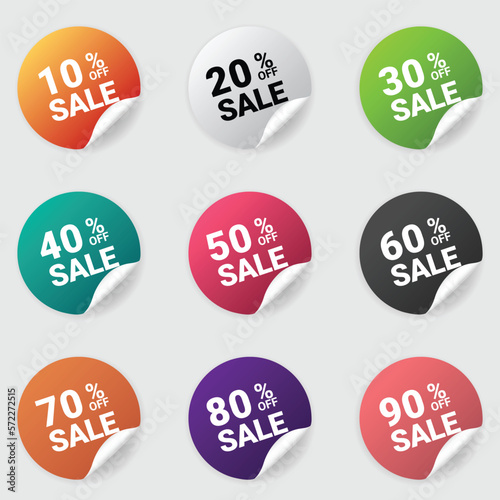 Set of sale discount tag stickers pack vector