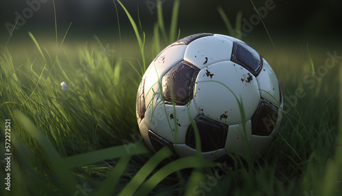 soccer ball on the grass. Generative AI
