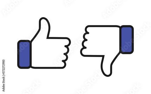 Thumbs up and down illustration. True or false. Do's and don't signs. Like or dislike icon.