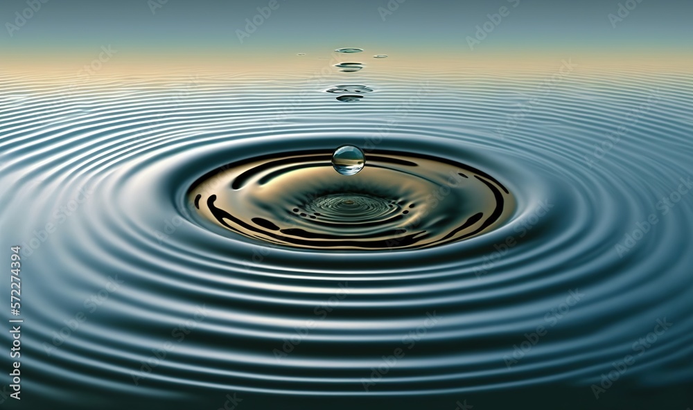  a drop of water with ripples in the middle of it.  generative ai