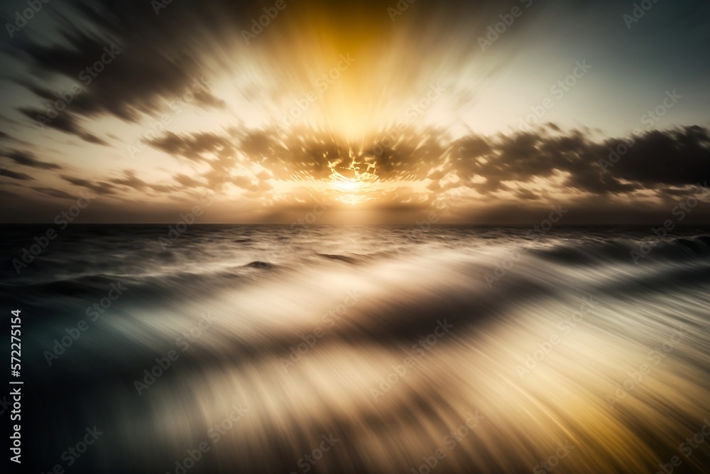 A Motion Blurred Background of Sunset on the Sea. Generative AI