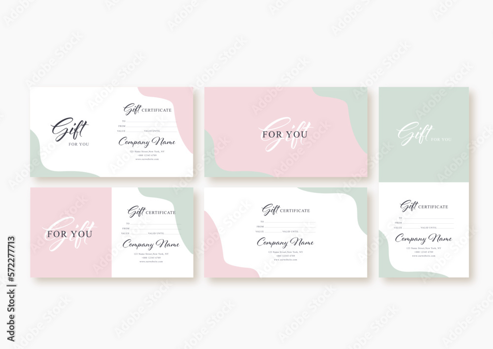 Fototapeta premium Abstract gift voucher card template. concept cover. Modern set discount coupon or certificate layout.