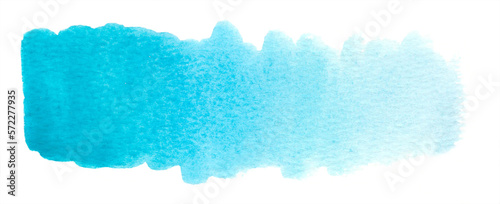Watercolor brush stroke in blue on a white background.