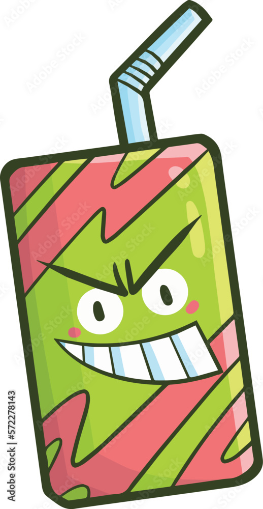 Funny green pink drink box cartoon character Funny green pink drink box cartoon character