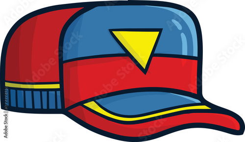 Cool blue red yellow hat cartoon illustration