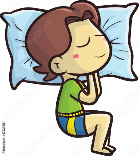 Funny male sleeping with pillow cartoon illustration