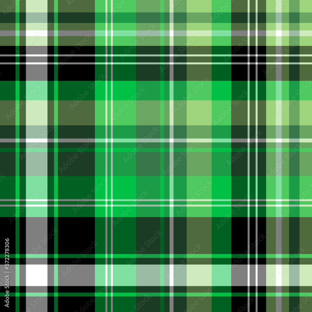 Obraz premium Seamless pattern in gentle green, black and white colors for plaid, fabric, textile, clothes, tablecloth and other things. Vector image.