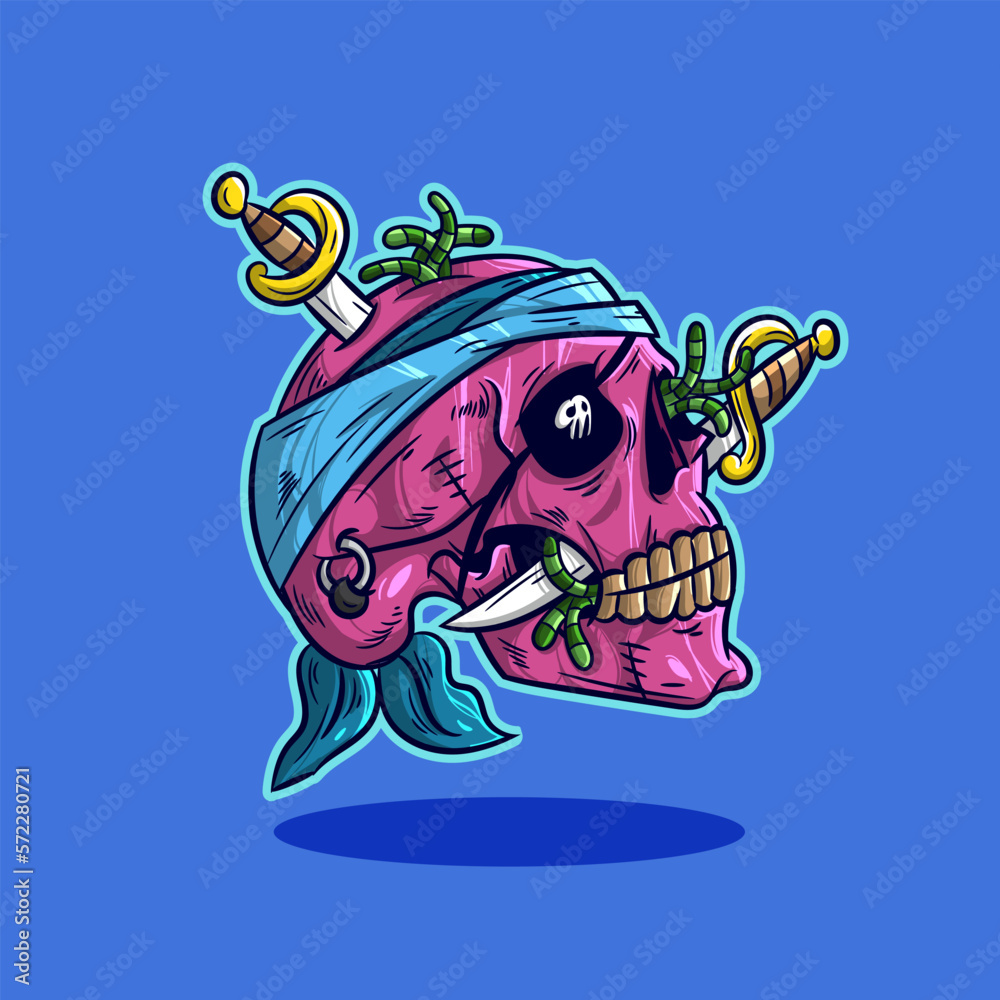 Pirate King Skull Cartoon