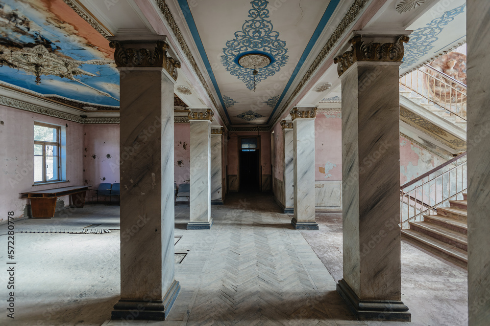 Interior of old abandoned mansion or theater