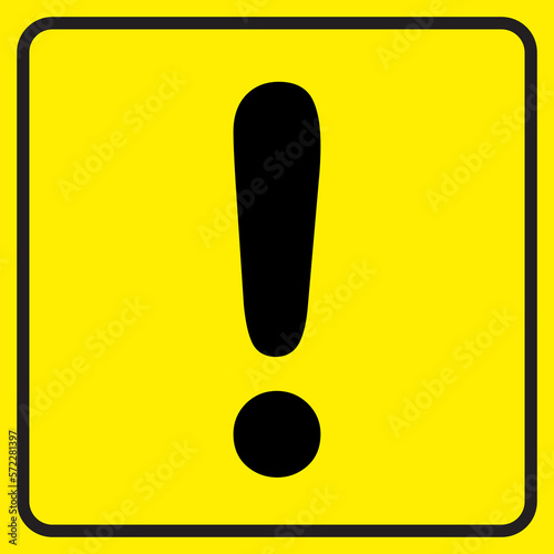 Sign of an inexperienced driver. Newbie driving. Exclamation mark on yellow background