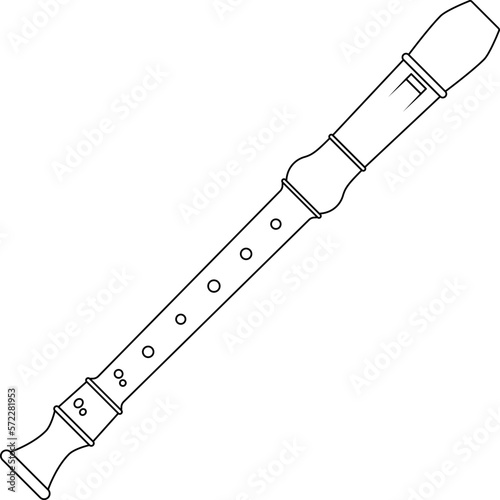 Block flute, vector illustration musical instrument