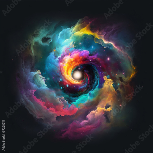 Colored Galaxy, digital drawing, watercolor