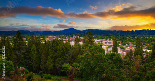 Sunset over Eugene, Oregon, from Skinner Butte Lookout photo