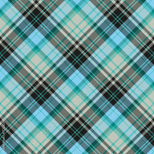 Seamless pattern in gentle gray, black, blue and cold green colors for plaid, fabric, textile, clothes, tablecloth and other things. Vector image. 2