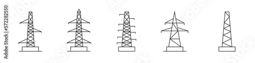 High voltage pole electric pylon icon set Fototapet