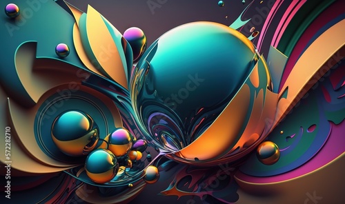  a computer generated image of a colorful object with bubbles and bubbles. generative ai
