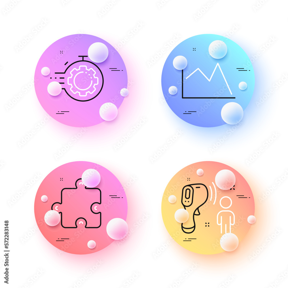 Electronic thermometer, Seo timer and Line chart minimal line icons. 3d spheres or balls buttons. Puzzle icons. For web, application, printing. Temperature scan, Cogwheel, Financial graph. Vector Electronic thermometer, Seo timer and Line chart minimal line icons. 3d spheres or balls buttons. Puzzle icons. For web, application, printing. Temperature scan, Cogwheel, Financial graph. Vector