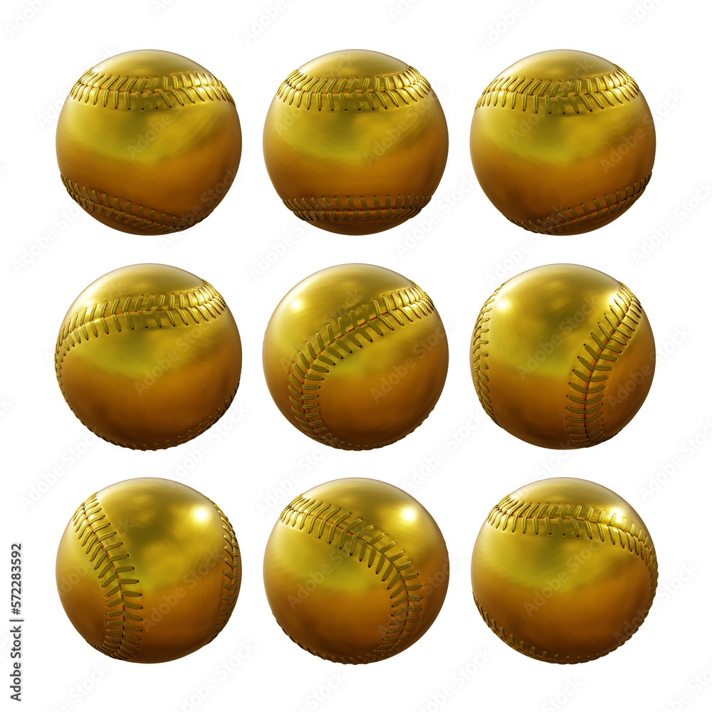 3d rendering sequential gold golden baseball ball rotating perspective view 3d rendering sequential gold golden baseball ball rotating perspective view