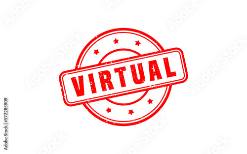 VIRTUAL rubber stamp with grunge style on white background