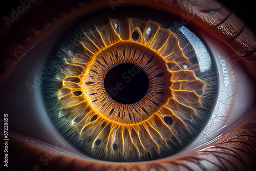 Human eye with detailed iris in brown color  illustration Generative Ai
