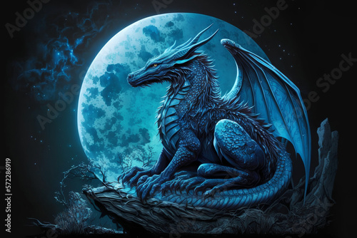 Fantasy background with dragon digital illustration artwork.