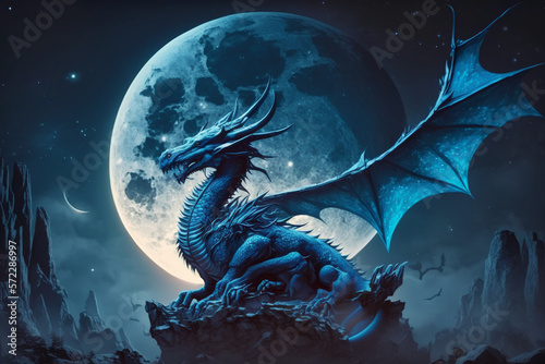 dragon in the night digital illustration artwork.