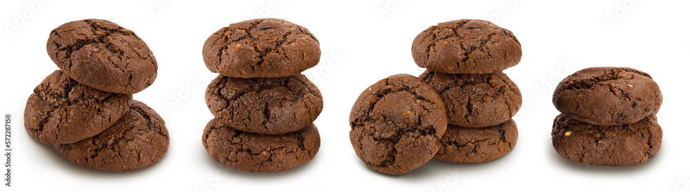 chocolate cookies isolated on white background with full depth of field