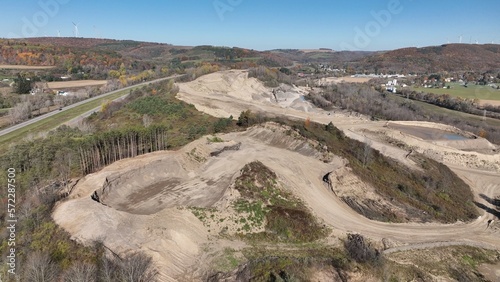 Sand mining operation industry digging up and damaging the environment for profit for big business in America's heartland