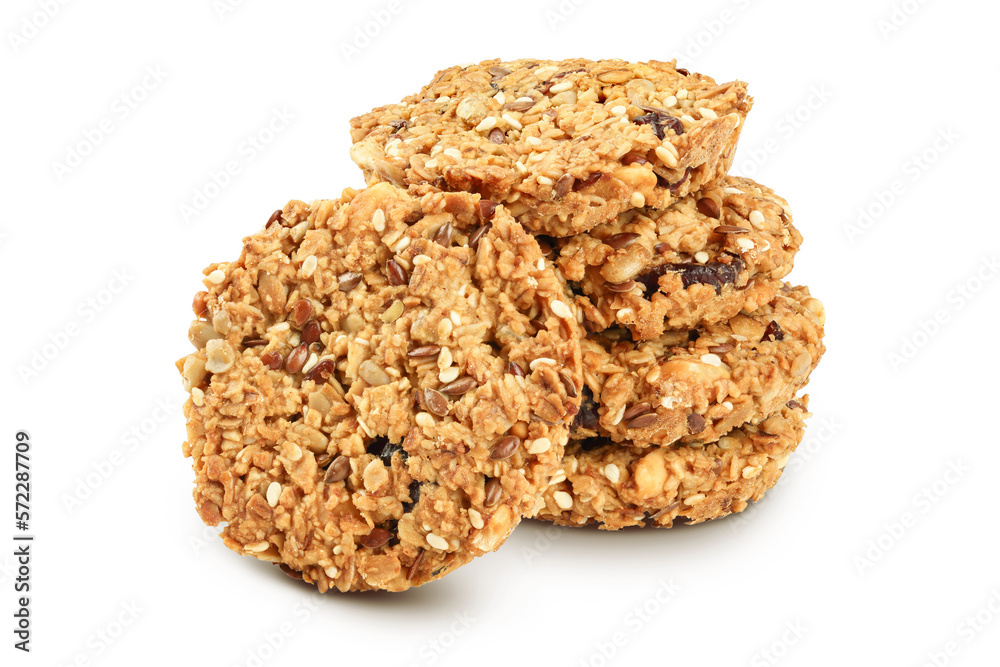 Granola cookie isolated on white background with full depth of field. Granola cookie isolated on white background with full depth of field.